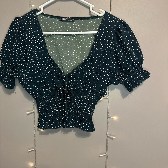 SHEIN Green Polka Dot Women's Top - Picture 1 of 3